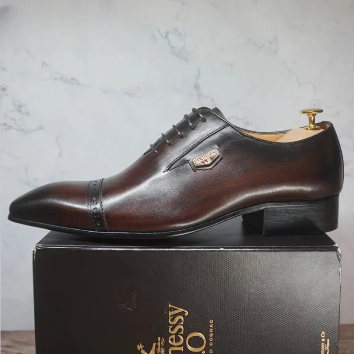 Men's Comfortable Shoes Men's Genuine Leather Lace Up Pointed Cap Toe Formal Wedding Dress Shoes Men's Comfortable Shoes Men's Genuine Leather Lace Up Pointed Cap Toe Formal Wedding Dress Shoes