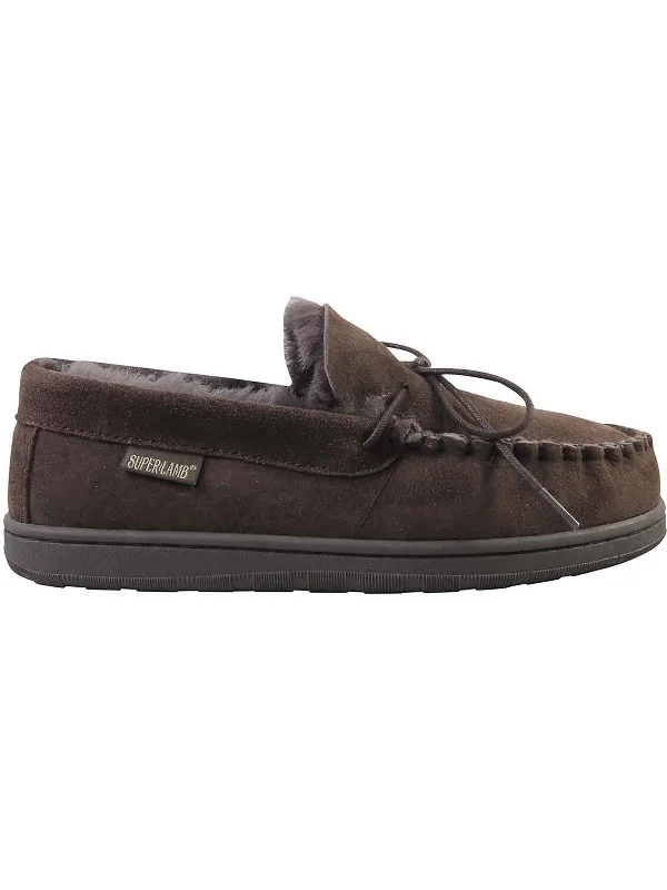 Men's Premium Boots Mens Suede Sheepskin Lined Moccasin Slippers