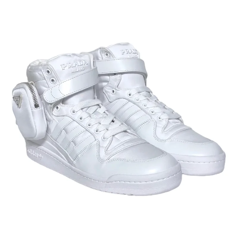 Men's Cozy Shoes adidas/PRADA//Hi-Sneakers/US 8.5/Plain/Leather/WHT//M [Street] Luxury/RE NYLON FORUM HI
