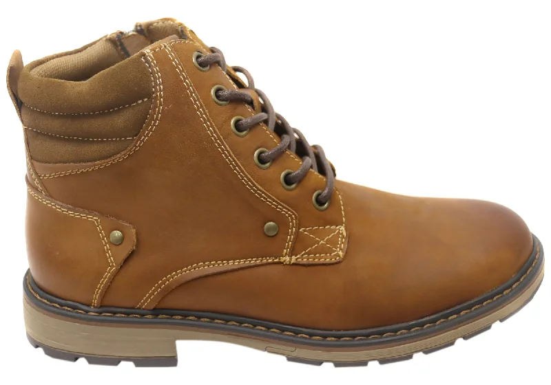 Men's Casual Boots Natural Comfort Lukas Mens Leather Comfortable Lace Up Boots