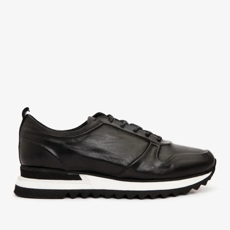 Casual  Shoes For Everyday Wear The Barnett Black Leather Men Sneaker Final Sale!