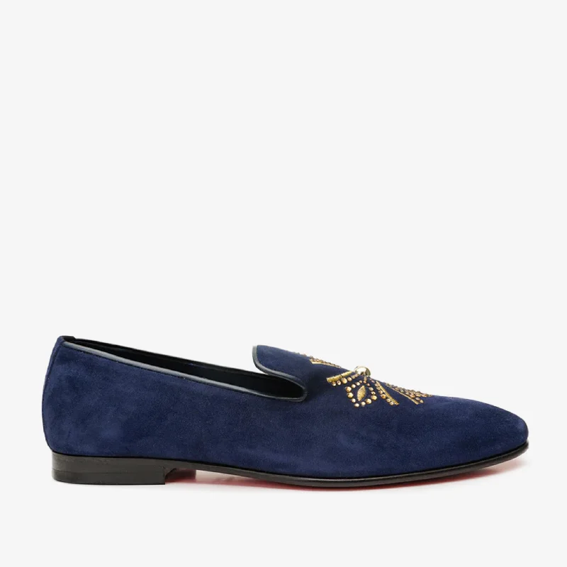 Men's Lightweight Shoes The Lazio Shoe Navy Blue Suede Slip-on Loafer Men Shoe