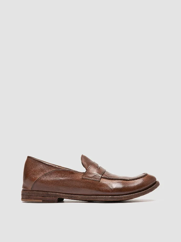 Men's Flexible Boots ARCHIVE 522 - Brown Leather Penny Loafers