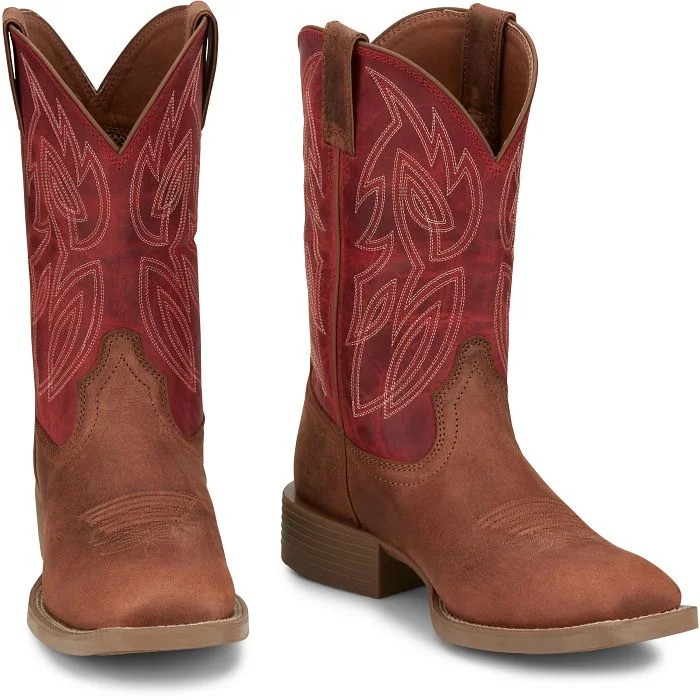 Men's Modern Shoes JUSTIN MENS CANTER SQUARE TOE WESTERN BOOTS STYLE SE7514