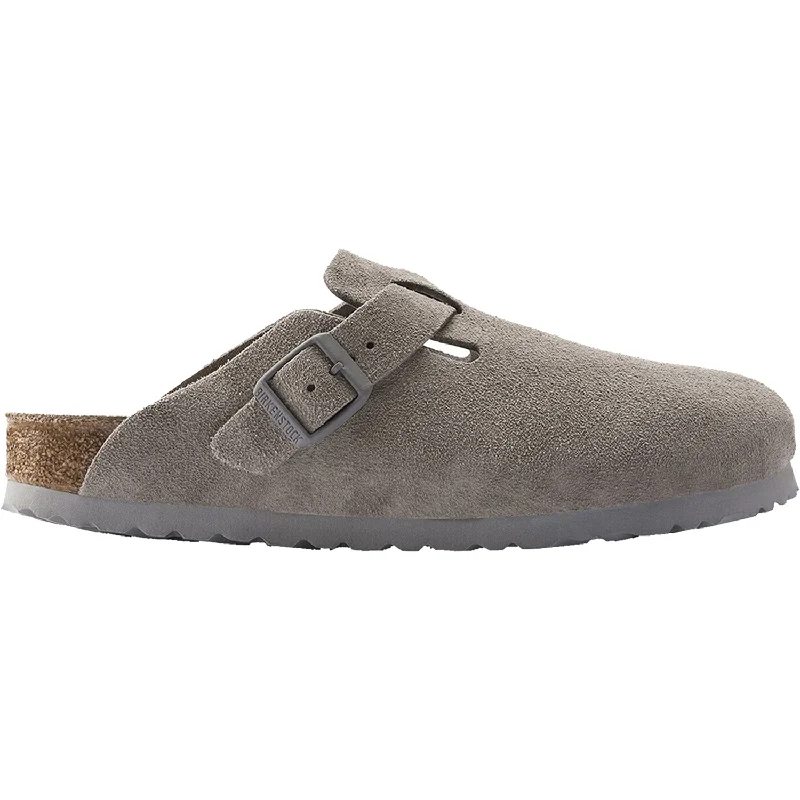 Men's Breathable Shoes Unisex Birkenstock Boston Soft Footbed Stone Coin Suede