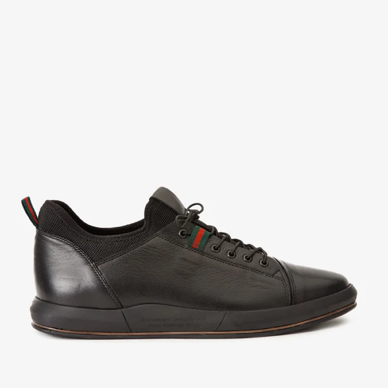 Men's Ultra-Light Shoes The Hoxton Black Leather Men Sneaker Final Sale!