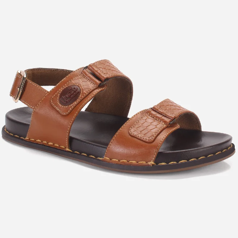 Men's Odor-Resistant Shoes Men "VEERO" Leather Open Toe Summer Flat Sandals