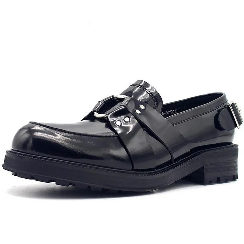 Stylish Shoes For Men Men's Slip On Genuine Leather Metal Buckle Thick Platform Shoes Stylish Shoes For Men Men's Slip On Genuine Leather Metal Buckle Thick Platform Shoes