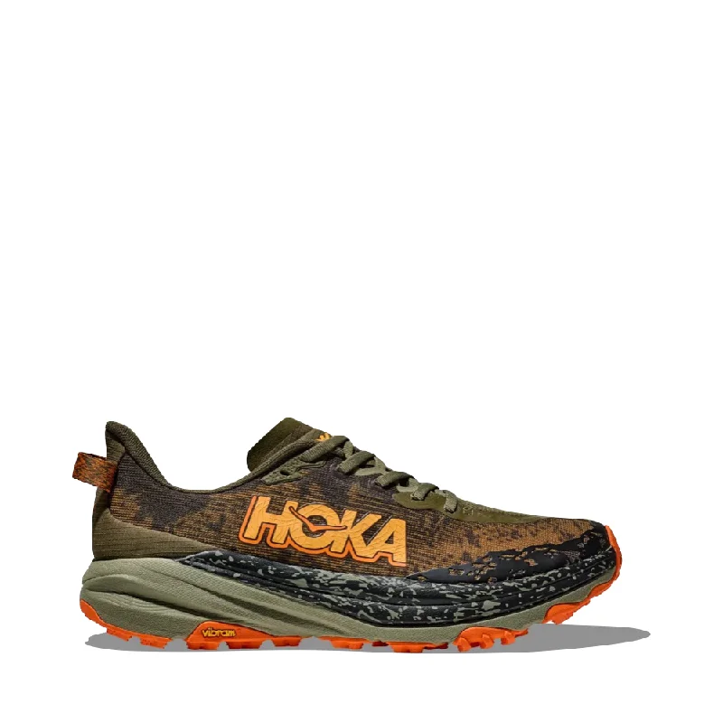 Men's Cushioned Shoes Hoka Men's Speedgoat 6 Sneaker in Antique Olive/Squash