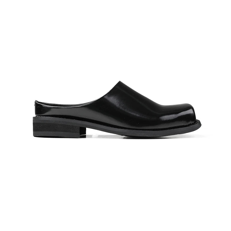 Get The Best Deals On Breathable Shoes Today Men's Solid Casual Synthetic Leather Square Toe Outdoor Mule Slippers
