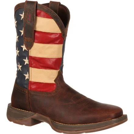 Men's Slip-Resistant Shoes DURANGO REBEL BY PATRIOTIC PULL-ON WESTERN FLAG BOOT STYLE DB5554