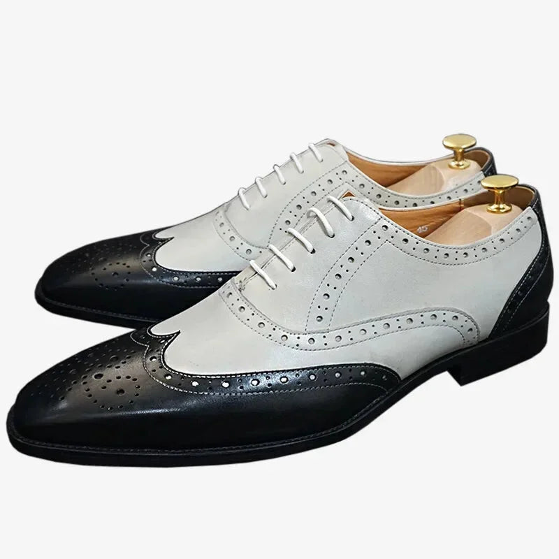 Men's Casual Shoes Men's Lace-up Wingtip Square Toe Mixed Color Genuine Leather Dress Shoes Men's Casual Shoes Men's Lace-up Wingtip Square Toe Mixed Color Genuine Leather Dress Shoes