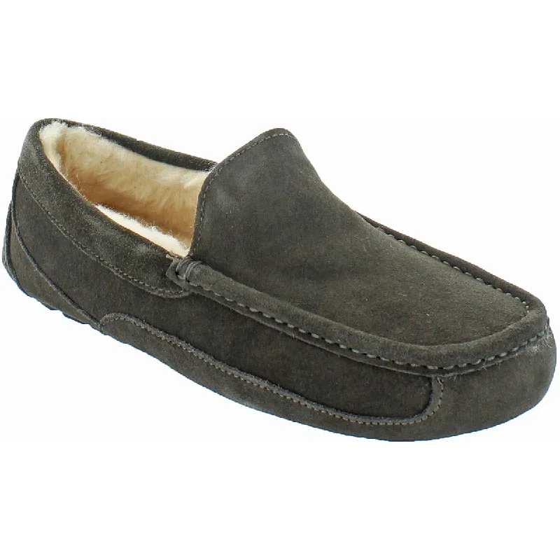 Men's Comfortable Shoes Ascot Mens Suede Shearling Moccasin Slippers