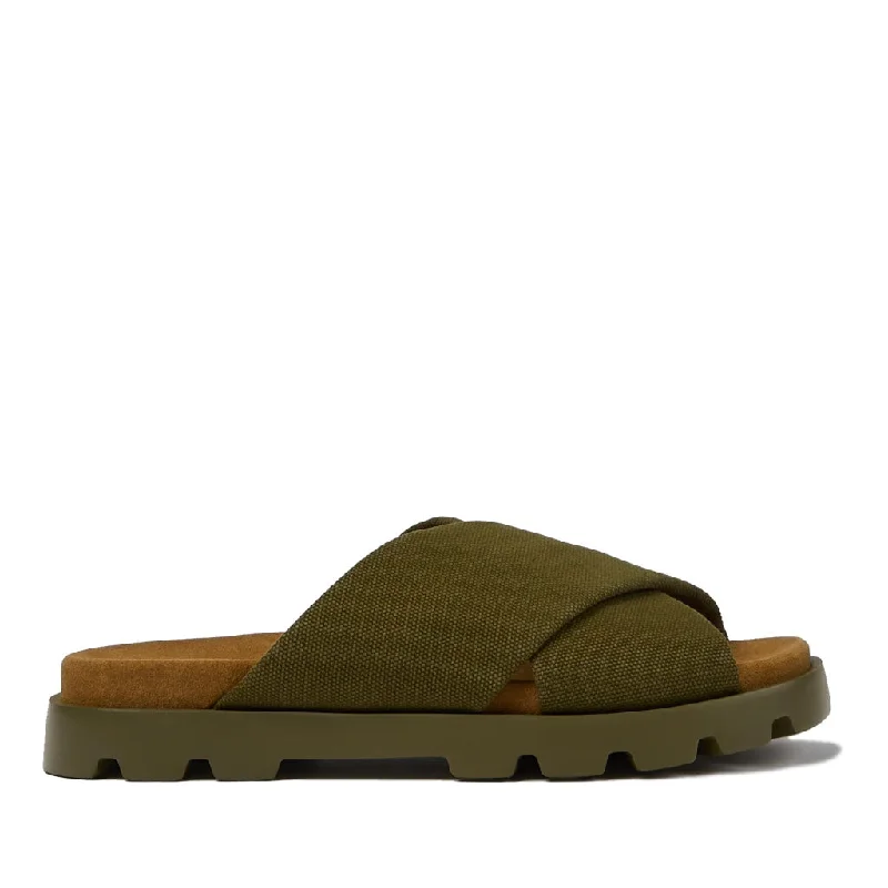 Men's Soft Shoes Camper Men's Brutus Sandal in Green Canvas