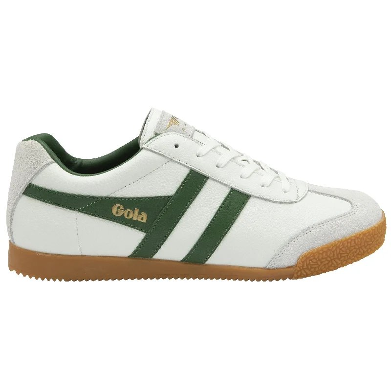 Men's Seamless Design Boots Harrier Leather Sneaker (White + Green + Green)