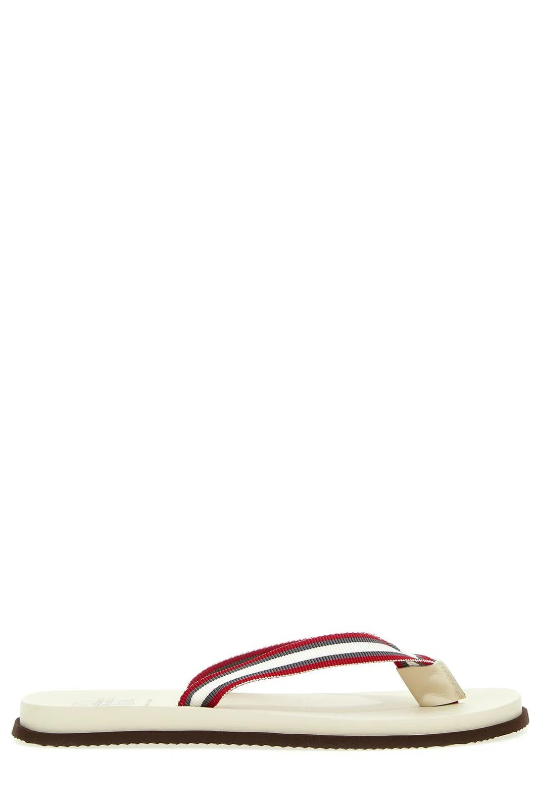 Men's Cozy Boots Brunello Cucinelli Men's Striped Strap Flat Flip-Flops In Red & Cream