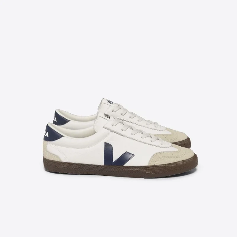 Men's Soft Shoes Volley Leather Sneaker (White + Nautico Bark)