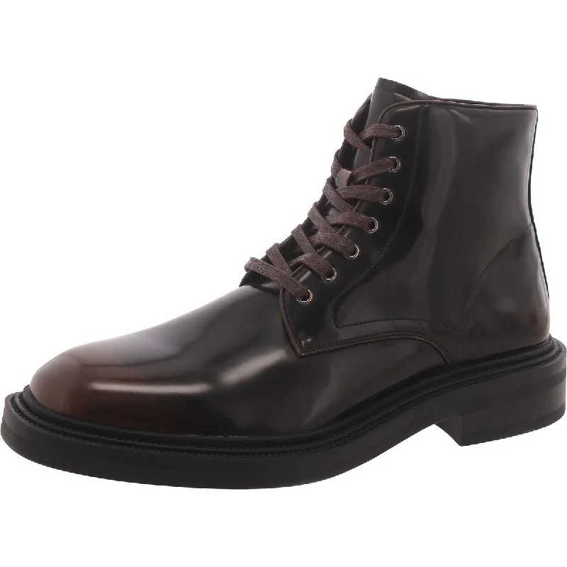 Men's Energy-Return Shoes Steve Madden Mens Niles Faux Leather Ankle Combat & Lace-Up Boots