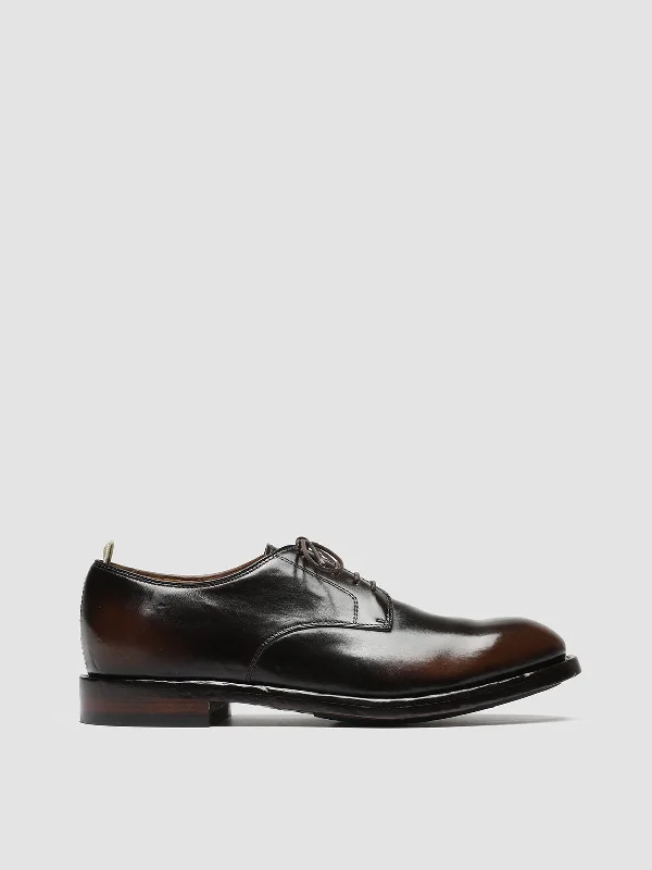Men's Shock-Absorbing Shoes TEMPLE 018 - Brown Leather Derby Shoes
