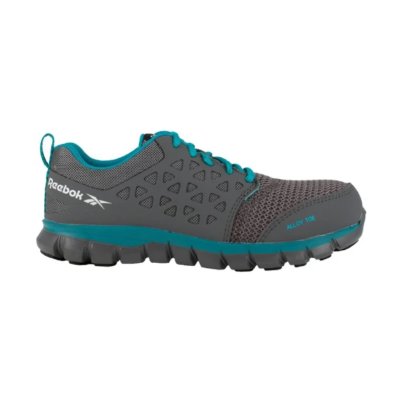 Men's Odor-Resistant Shoes Reebok Work Women's Sublite Cushion Alloy Toe - Grey/Turquoise Men's Odor-Resistant Shoes Reebok Work Women's Sublite Cushion Alloy Toe - Grey/Turquoise
