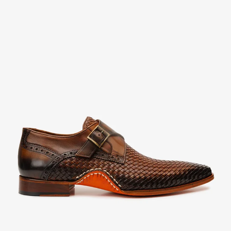 Grab Your Favorite Shoes At The Lowest Prices The Rolls Woven Tan Leather Single Monk Strap Handmade Men Shoe Grab Your Favorite Shoes At The Lowest Prices The Rolls Woven Tan Leather Single Monk Strap Handmade Men Shoe
