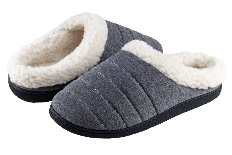 Men's Adaptive Fit Shoes Men's Nylon Scuff with Faux Berber Lining, Sock and Trim