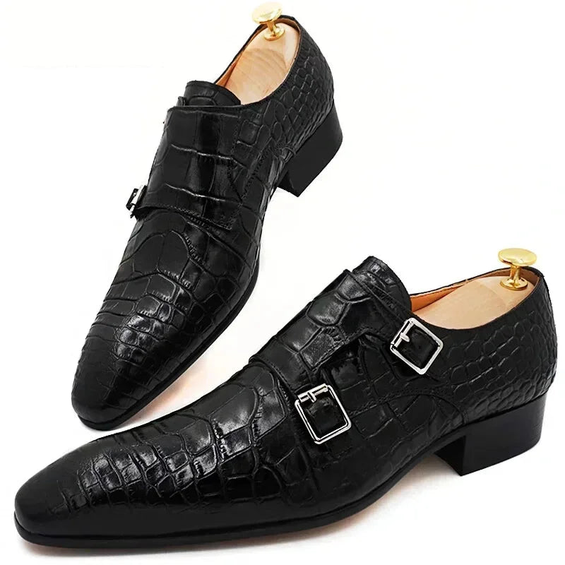 Men's Comfortable Shoes Luxury Black Buckle Strap Genuine Leather Dress Shoes for Men Men's Comfortable Shoes Luxury Black Buckle Strap Genuine Leather Dress Shoes for Men