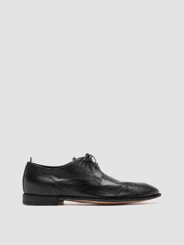 Men's Minimalist Shoes SOLITUDE 002 - Black Leather Derby Shoes