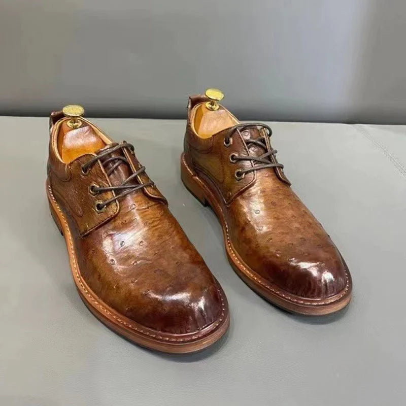 Men's Premium Shoes Men's Vintage Ostrich Leather Casual Business Designer Dress Shoes Men's Premium Shoes Men's Vintage Ostrich Leather Casual Business Designer Dress Shoes