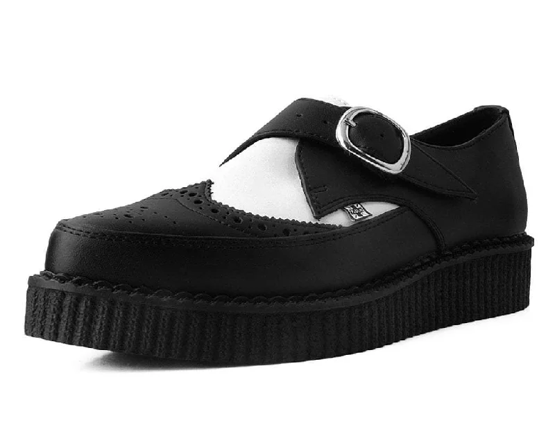 Sleek And Modern Shoes Black & White TUKskin™ Wing Buckle Pointed Creeper