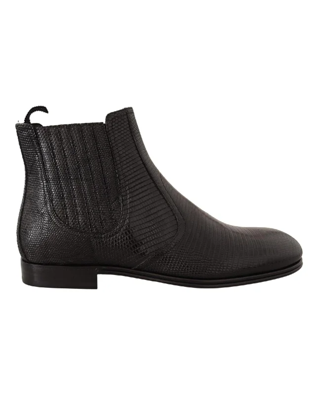 Men's Flexible Shoes Dolce & Gabbana Lizard Skin Ankle Boots