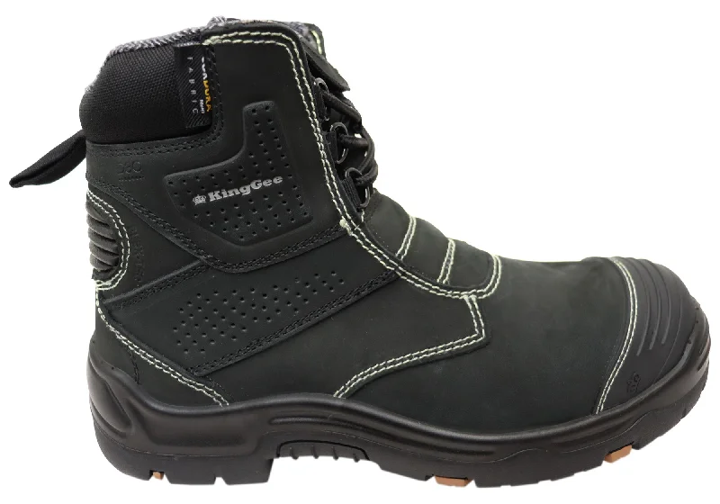 Men's Casual Shoes KingGee Mens Bennu Pro 6 Comfortable Leather Work Boots Black