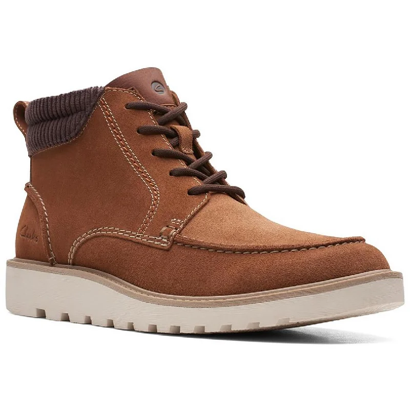 Men's Trendy Shoes Clarks Mens Barnes Mid Suede Ankle Combat & Lace-Up Boots