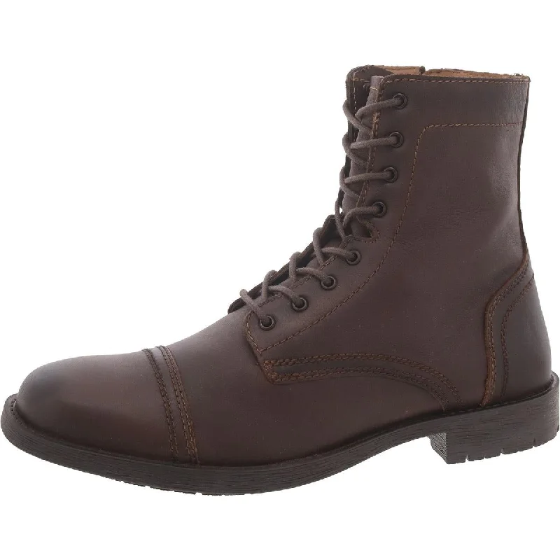 Men's Soft Shoes Steve Madden Mens Macc Leather Toe Cap Combat & Lace-Up Boots