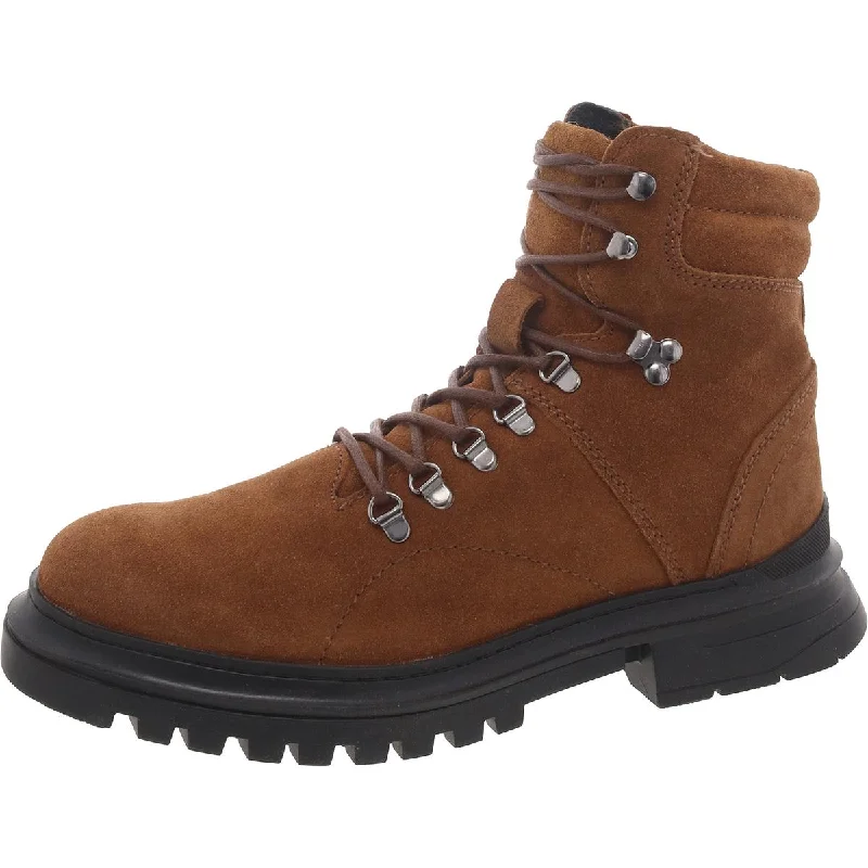 Men's Modern Shoes Steve Madden Mens Monty Suede Lug Sole Combat & Lace-Up Boots
