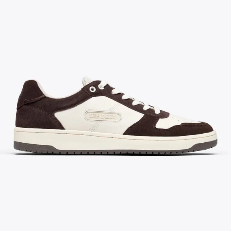 Men's Breathable Shoes Wright Basketball Sneaker (White + Ebony Brown)