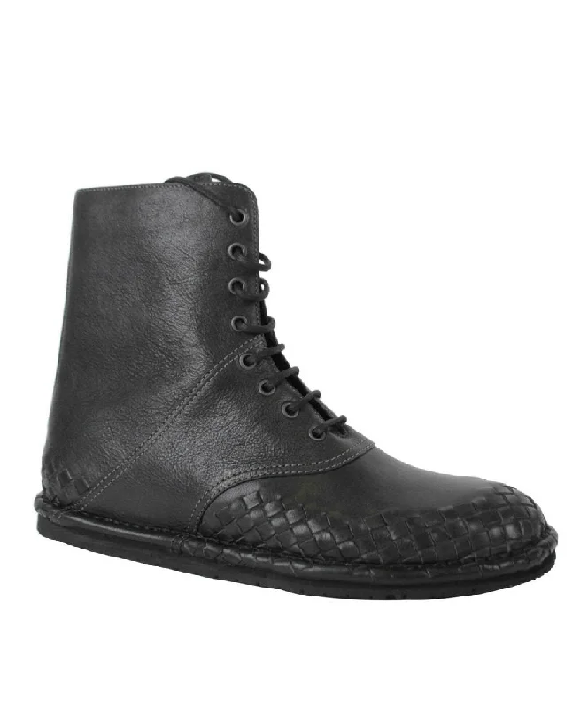Men's Lightweight Boots Bottega Veneta Men's Dark Gray Leather Side Zipper Boots