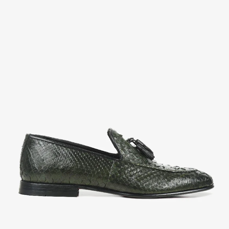 Men's Supportive Shoes The Bethesda Green Pyhtn Skin Leather Tassel Loafer Men Shoe Men's Supportive Shoes The Bethesda Green Pyhtn Skin Leather Tassel Loafer Men Shoe