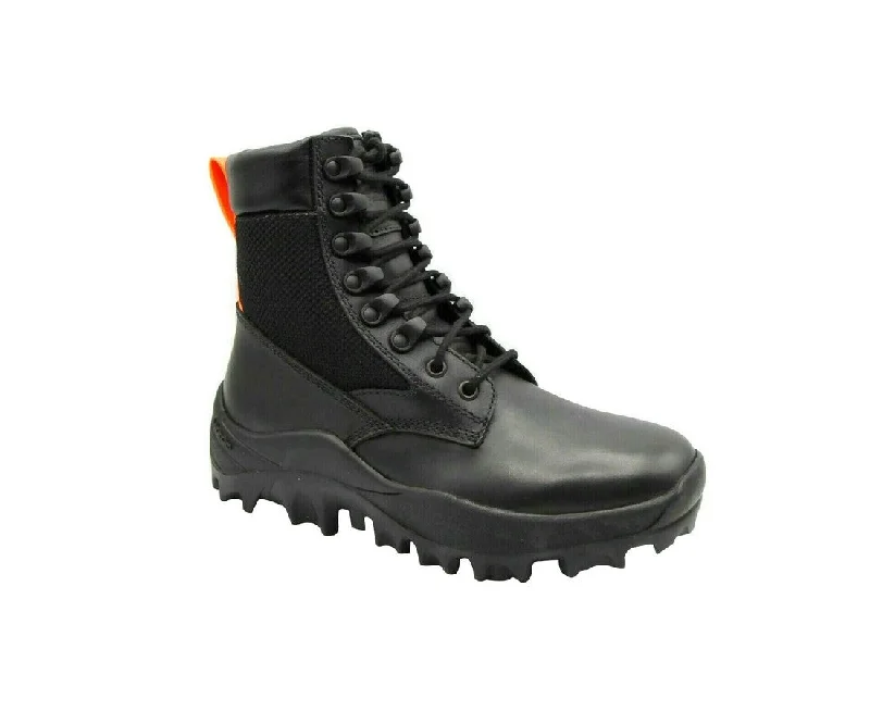 Casual Shoes For Everyday Wear MCM Men's Black Leather Reflective Patch With Orange Pull Boots Casual Shoes For Everyday Wear MCM Men's Black Leather Reflective Patch With Orange Pull Boots