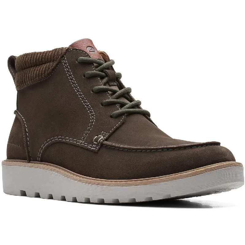 Men's Breathable Boots Clarks Mens Barnes Mid Suede Ankle Combat & Lace-Up Boots