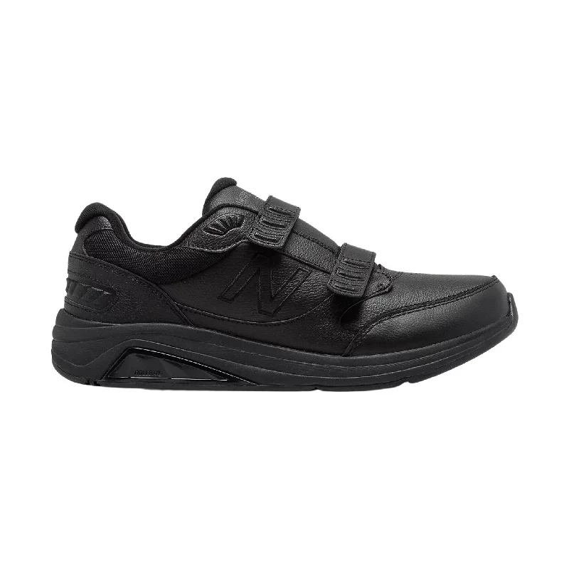 Men's Soft Boots New Balance Men's Hook and Loop Leather 928v3 Walking Shoes - Black