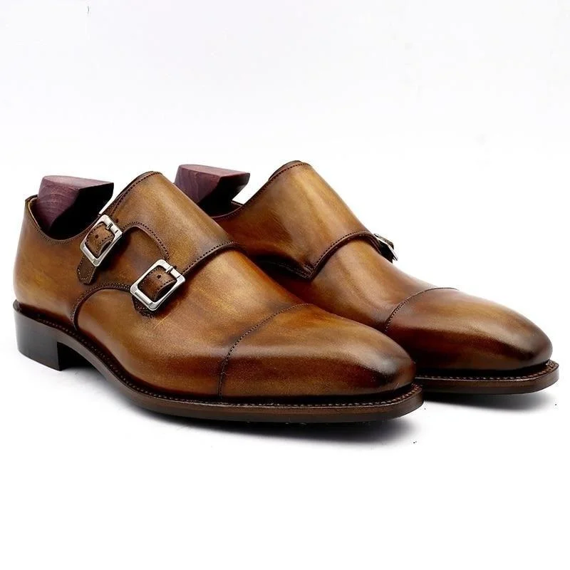 Men's Casual Shoes Monk Genuine Calf Leather Outsole Patina Brown Dress Shoe for Men Men's Casual Shoes Monk Genuine Calf Leather Outsole Patina Brown Dress Shoe for Men