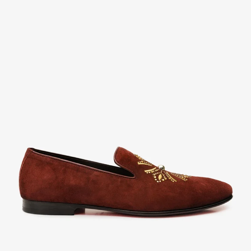 Men's Fashionable Shoes The Lazio Shoe Burgundy Suede Slip-on  Loafer Men Shoe
