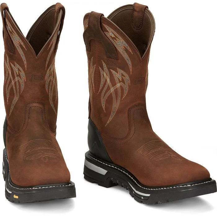 Men's Supportive Shoes JUSTIN MENS FRONTLINE HIGHVIZ WATERPROOF WORKBOOTS STYLE CR2151