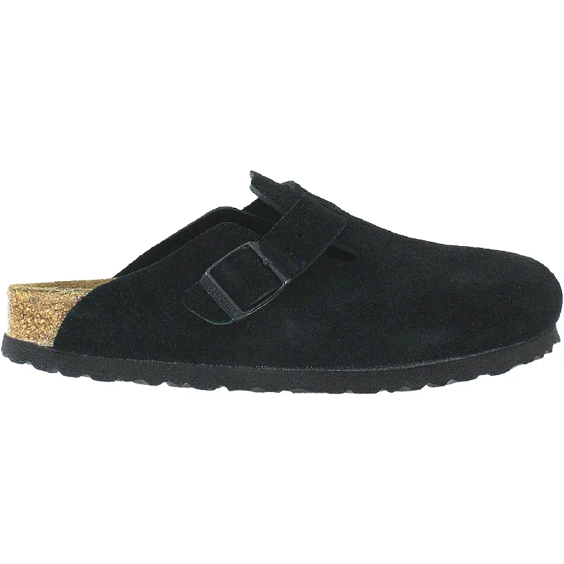 Men's Casual Shoes Unisex Birkenstock Boston Soft Footbed Black Suede