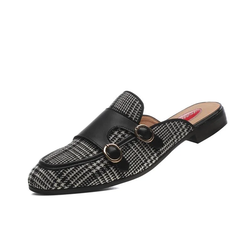 Best Offers On Lightweight And Flexible Shoes Men's Checkered Pattern Buckle Element Casual Partywear Slippers Best Offers On Lightweight And Flexible Shoes Men's Checkered Pattern Buckle Element Casual Partywear Slippers