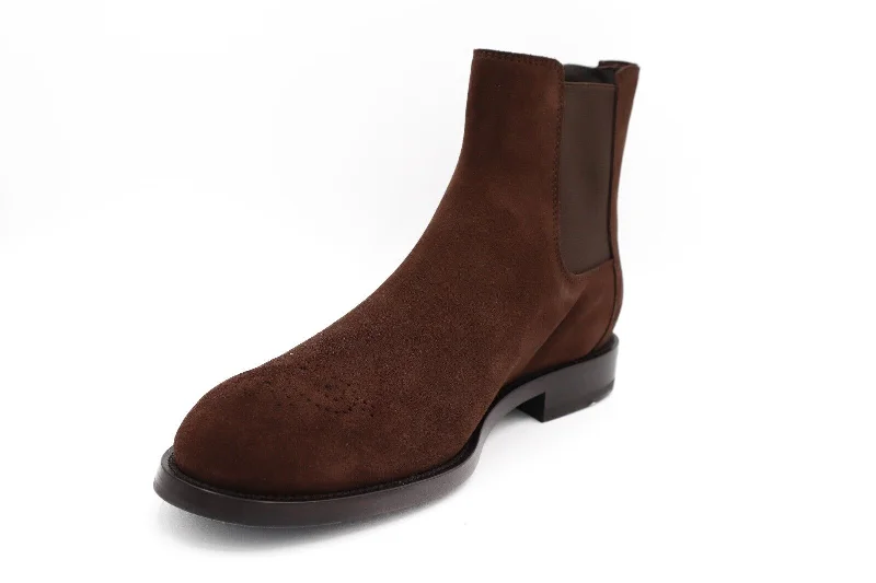 Men's Versatile Shoes TOD'S MENS CHELSEA SUEDE BROWN BUCKLE DETAILED BOOT