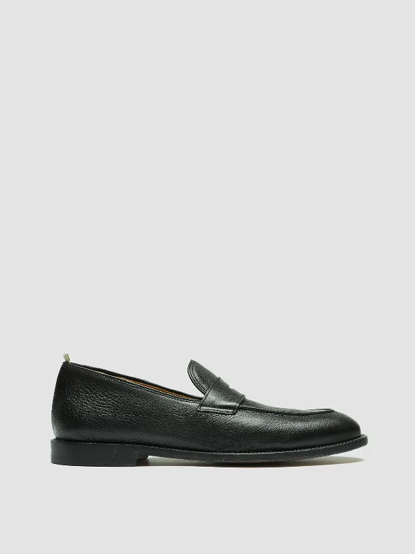 Men's Cozy Boots OPERA 001 - Black Leather Penny Loafers