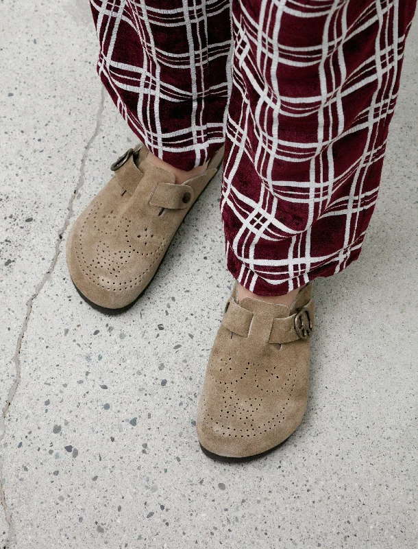 Limited Stock On Premium Leather Shoes Suede Papillon Clog Taupe M