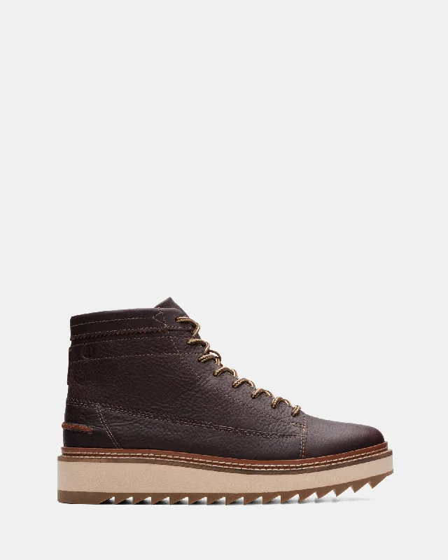 Men's Moisture-Wicking Shoes Clarkhill Hi Dark Brown Leather